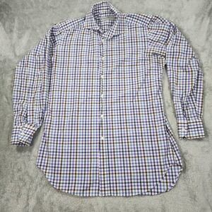 Etro Shirt Mens Medium Purple Blue Brown Plaid Button Up Made In Italy Casual
